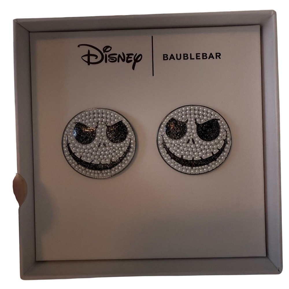 Disney Baublebar Jack Skellington Pearl Stud Earrings Nightmare Before Christmas